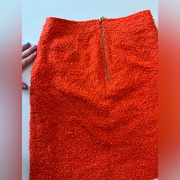 Kate Spade Orange Textured Gold Back Zip Hardware Women’s Pencil Skirt Size 4 - Picture 7 of 15